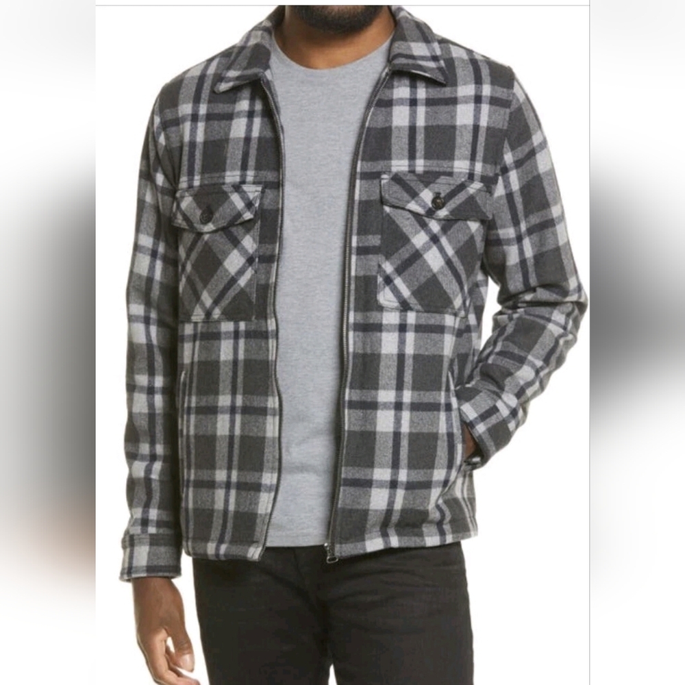 BLANK NYC Black Gray Plaid Flannel Shirt Jacket Shacket In Silver Fox Size S